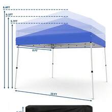 Soonbuy 10x10 FT Pop Up Canopy Tent With Slant Legs, One Push Setup Portable Outdoor Gazebo Shelter With Carrying Bag, 8x8 FT Canopy Cover Included For Patio Deck Garden Beach Events Parties Camping - Blue - View 4