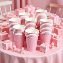 10/20/50pcs Pink Party Paper Cups, Perfect For Easter, Party Decor, Birthday Decor, Wedding And Bachelorette Party - Pink - View 2