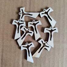 50pcs Natural Wooden Cross Pendant, Wooden Cross Made Of Wood, Religious Beads Accessories Pendant, Simple Religious Christian Church Decor, Suitable For Personal Or Church Use - 50 Crosses - View 4