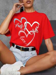 short sleevesLetras  Casual  Poliéster      T shirt  Deportivo  Oficina  CasaLeisure - Rojo - Ver 7