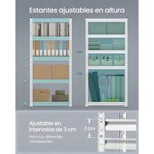SONGMICS Estantería Pesada de 5 Niveles, Estantería de Acero, Montaje s Herramientas, 30 75 150 cm, MGLR300EZ03 - Pago - Ver 5