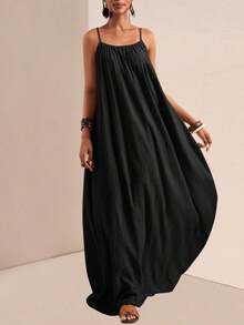 xheZivah Vestido holgado de mujer con textura vertical, corte suelto, de color caqui, de manga corta y ajustable, apropiado para el verano de 2025, festivales de música, Pascua, Día de San Patricio, estilo occidental, estilo nómada, fiestas de cumpleaños, temporada de graduación, uso casual diario, versátil, de ocio, vacaciones, viajes en crucero, playa, tomar el sol, popular en redes sociales. xhe - Negro - Ver 6