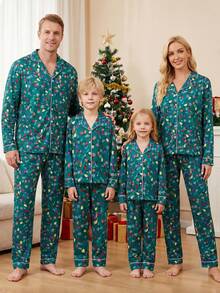 Christmas Family Matching Pajamas Set Snowflake And String Lights Print ...