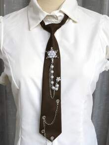 1pc Snowflake Chain Tie-Free Necktie, Casual Business Party Gift, Daily Preppy Street Style - Multicolor - View 30