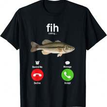 Fih Calling Remind Me Message Decline Accept Phone Call Fish T-Shirt - Black - View 1