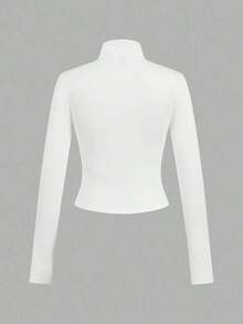 2 piezas Conjunto versátil de ropa deportiva de punto blanca y negra para yoga y fitness, camiseta de manga larga con cremallera y bordado gráfico de letras, elegante para otoño/invierno - Multicolor 4 - Ver 10