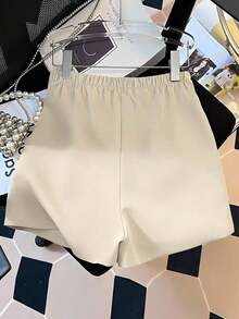 Shorts de talle alto con cierre para mujer de talla grande, elegantes y de moda casual - Albaricoque - Ver 2