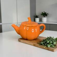 Pumpkin-Shaped Ceramic Teapot, 700ml. - trái cam - Xem 10