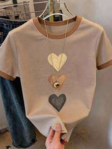 Camiseta gráfica para mujer, camiseta de manga corta de estilo casual y urbano, top de verano lindo - Blanco - Ver 1
