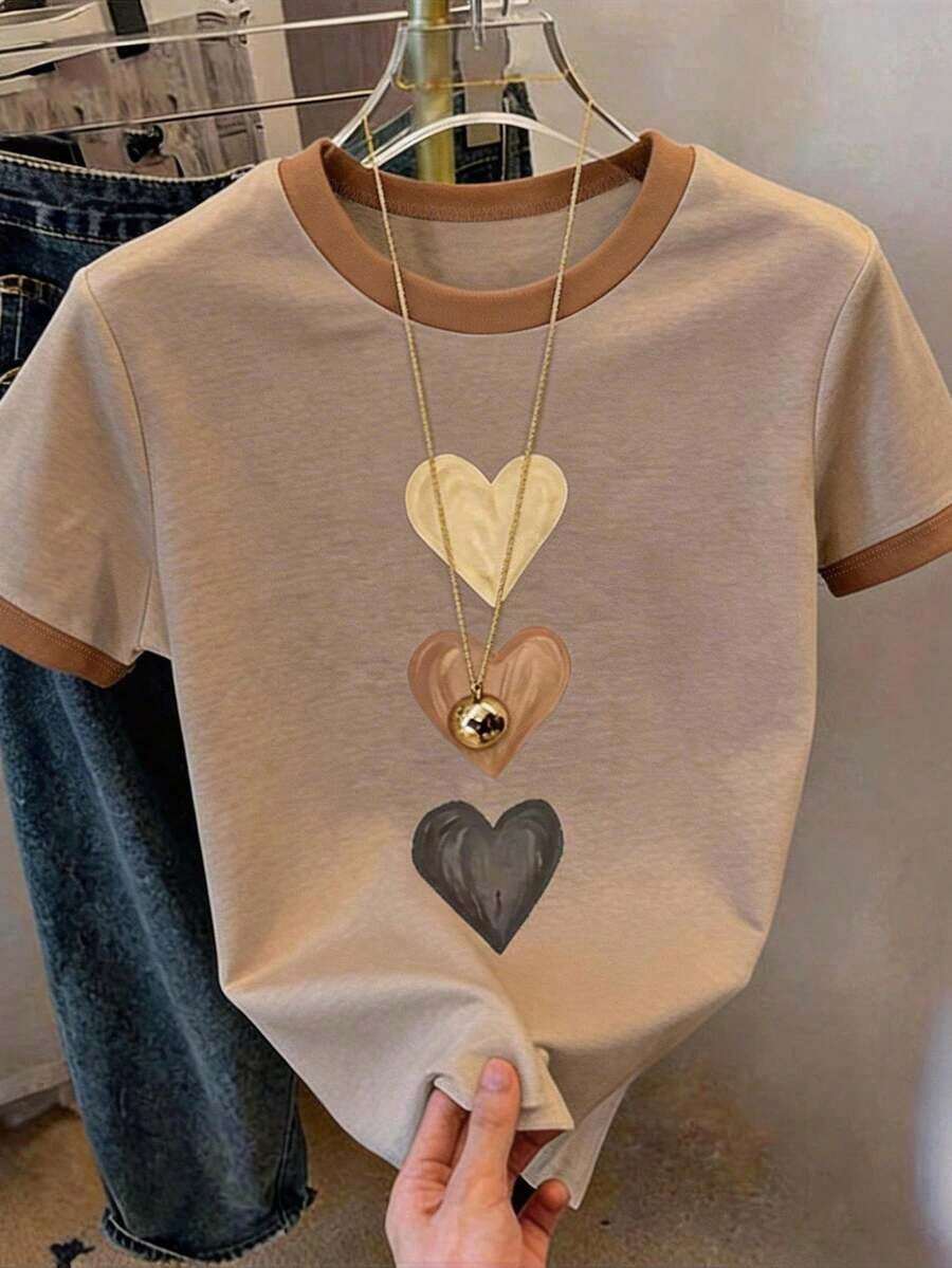 Camiseta gráfica para mujer, camiseta de manga corta de estilo casual y urbano, top de verano lindo - Blanco - Ver 1