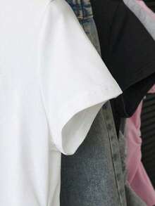 Camiseta casual de mujer para deportes al aire libre, nueva llegada de verano, adecuada para citas, vuelta al colegio, con estampado de rayas y flores, corte regular - Blanco - Ver 3