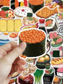 55张日式食物贴纸，可用于装饰剪贴簿、日记本、计划本、行李箱、信封、贺卡、笔记本、平板电脑、水瓶等。 - 日式食物 - 查看 4