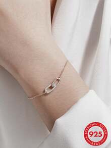 1pc Elegant 925 Sterling Silver Zirconia/Pearl Bracelet, Women's Bracelet, Waterproof And Adjustable, Perfect Jewelry Gift For Her - Gold - View 10