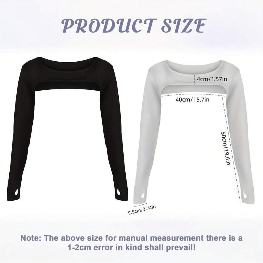 1pc Women's Cooling Shawl Sleeve Cover With Finger Holes Design, Comfortable And Breathable, Women's Cooling Shawl Suitable For Outdoor Sports - Black - View 1