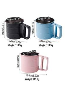 1pc 430 Stainless Steel Flour Sifter, Baking Powder Sugar Sifter Tool, Spray Painted Anti-Rust, Multi-Color High-Quality Design, Fine Mesh One-Click Press, Easy To Clean And Store With Hook, Essential For Home Baking Cake Flour Sifting, Suitable For Beginners, Sifts Powdered Sugar, Cocoa Powder, Matcha Powder, Optimized Packaging - View 2