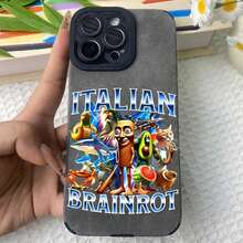 Cartoon Italian Animal Design Phone Case. Full Coverage, Snug-Fitting Suede Material, Lens Protection, And Invisible Drop Protection. Drop-Proof TPU Case Compatible With IPhone 16, 15, 14, 13, 12, 11 Pro, Pro Max Plus, And 16e. Perfect Gift For Friends, Loved Ones, Or Yourself. - 灰色的 - 查看 10
