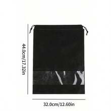 10pcs Non-Woven Drawstring Shoe Bags, Gray Dust-Proof Reusable Shoe Covers, Minimalist Design For Home And Travel - Black - View 9