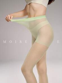 MOIRÉALLURE 1Pair Sheer Solid Color Suitable For Daily Life Basic Tights - Mint Green - View 2