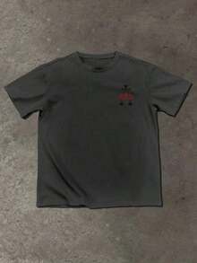 Manfinity Men's Casual T-Shirt With Cross And Letter Print, For Summer - Dark Grey - View 4