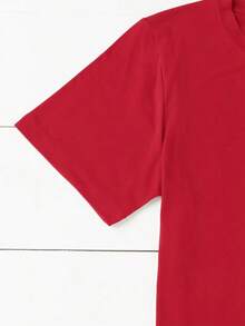 Camiseta de manga corta casual con estampado de leopardo para mujeres, blusas gráficas para mujer - Rojo - Ver 3