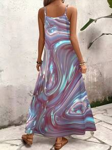 One Dreamy Fresh Knit Gentle Women's Cami Maxi Dress, Romantic And Bright For Beach Vacations In Summer, Lovely As A Gift With Iridescent Gradient Print - 彩色 - 查看 4
