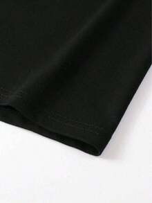 Camiseta suelta, informal y cómoda con estampado de letras PURESSO para mujer - Negro - Ver 2