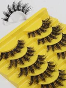 10 Pairs Clear Stem False Eyelashes, Cat Eye Effect Eyelashes, Soft Eyelash Strips, Exquisite And Natural, Lightweight Faux Full Eyelashes, Strip False Eyelashes - Black - View 5