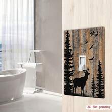1 pieza Cubierta de placa de interruptor con diseño vintage de ciervo y pájaro en el bosque, protector de toma de pared para un solo/doble interruptor, de uso en múltiples escenarios - Multicolor - Ver 5