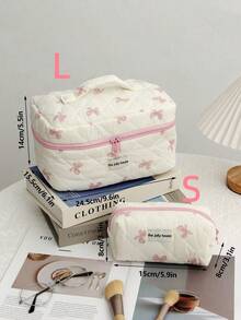3pcs/Set Pink Bow Pattern Cosmetic Bag, Lightweight Zipper Makeup Organizer Bag, Sweet Style Multi-Function Toiletry Storage Box, Mother's Day Gift, Gift For Best Friend, Gift For Teacher. Cosmetic Bag, Makeup Organizer Box, Makeup Bag, Makeup Organizer, Jewelry Organizer, Lip Gloss Organizer, Nail Polish Organizer, Cosmetic Bag, Makeup Storage Box, Makeup Organizer, Makeup Storage, Makeup Bag - Multicolor - View 17