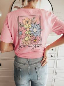 Camiseta de edición limitada con estampado gráfico, manga corta, cuello redondo, top casual para verano y primavera, ropa de mujer, algodón ligero. - Blanco - Ver 11