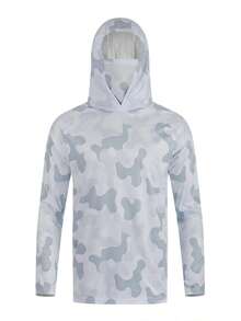 Sudadera con capucha con protección solar y estampado de pesca, camisa de pesca de manga larga transpirable y de secado rápido con protector de cuello integrado para deportes de otoño - Multicolor - Ver 2
