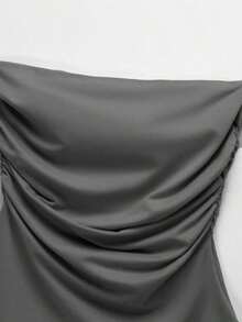 Top Sin Tirantes Con Pliegue Dividido - Gris Oscuro - Ver 8