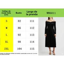 Long-Sleeved Fitted High-Waisted Dress With Strapless Neckline And Solid Color - Black - View 4