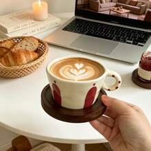 1組300ml復古手繪陶瓷咖啡杯盤套組，適用微波爐與洗碗機，適合濃縮咖啡、茶與阿拉伯咖啡，適合下午茶、咖啡廳、廚房與居家裝飾，理想禮品選擇 - 彩色 - 查看 7