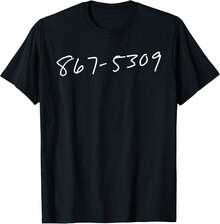 Camiseta unisex de manga corta, 867-5309, camisetas hombre, spiderman, ,  mujer, romwe men, boho chic, regalos para maestros, camiseta de mujer, ropa curvy para hombre, y2k. - Negro - Ver 1