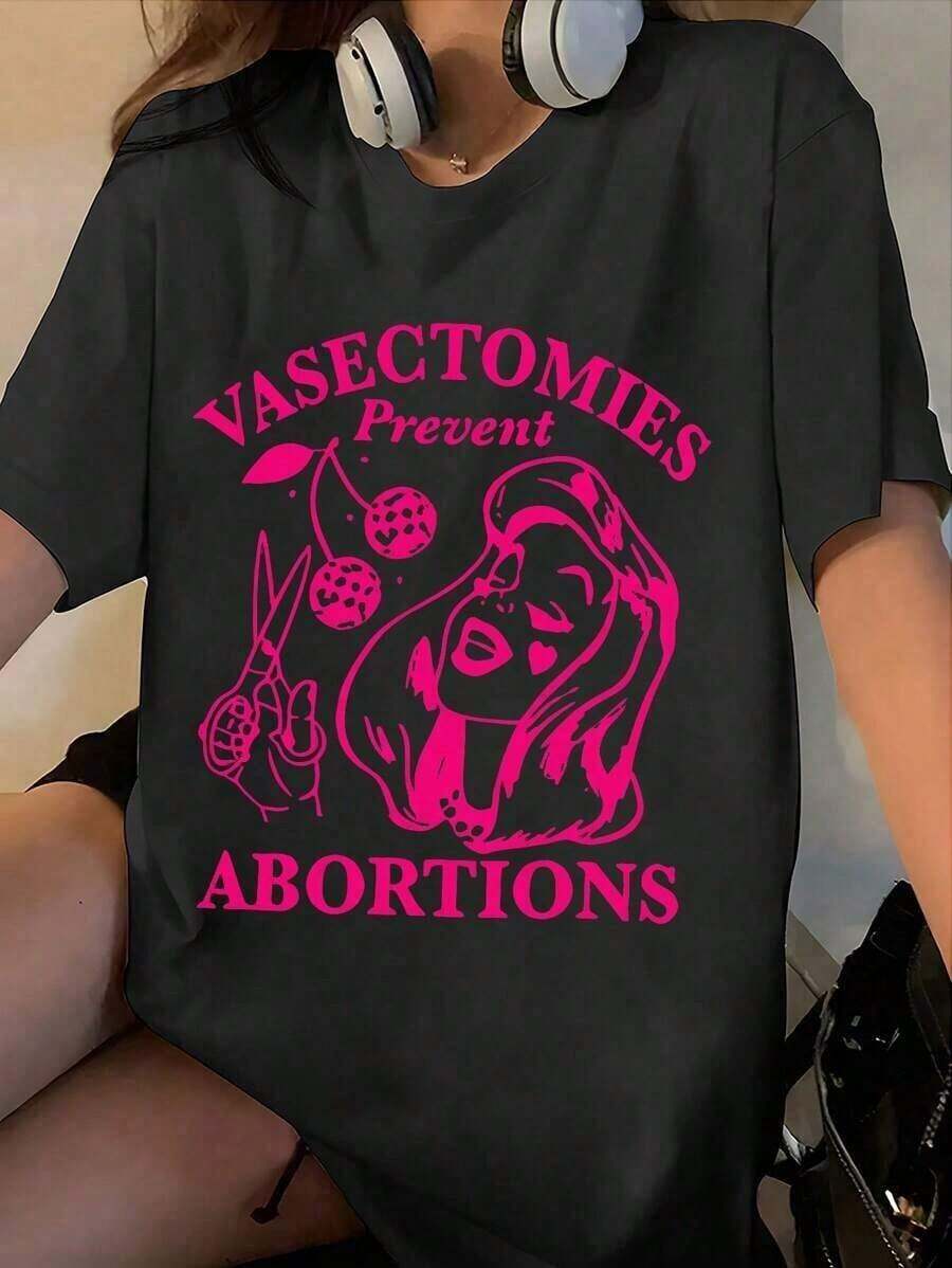 Soft, Printed 200g Pure Cotton Short-Sleeved T-Shirt, 100% Pure Cotton, "T-Shirt For Vasectomy And Abortion Prevention, Support Choice, Clothing For Women's Rights, 'Girl Power' T-Shirt Gift." Pattern. A Women's Blouse Suitable For Spring And Summer. Retro Urban Style Sports T-Shirt Y2K. Casual Round Neck T-Shirt, Suitable For Women's Spring And Summer Clothing And Blouses. Women's Blouse, Women's Sportswear - 黑色 - 查看 1