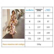 Vestido largo estampado con volantes y cintura marcada, nueva colección 2026 estilo elegante. - Multicolor - Ver 5
