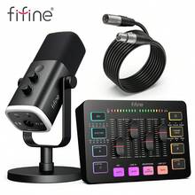 Gaming Equipment Bundle, Dynamic XLR/USB Gaming Microphone Set With Streaming Audio Mixer For Podcast Recording Video Vocal, RGB Gamer Set With Volume Fader/XLR Interface For PC-FIFINE KS5 (AM8+SC3) - View 2