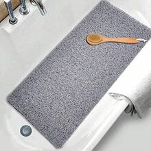 Alfombrillas de ducha antideslizantes, 16.0 x 35.6 pulgadas de largo, alfombrilla de bañera antideslizante para bañera, alfombrillas de ducha para duchas antideslizantes para personas mayores, alfombrilla de ducha antideslizante de lufa, alfombrilla de ducha para interior de ducha, color gris - Gris - Ver 1