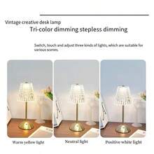 1pc Creative Retro Touch Dimming LED Minimalist Crystal Decorative Table Lamp, Suitable For Home, Bedroom, Living Room, Bedside Decor - Multicolor - View 8