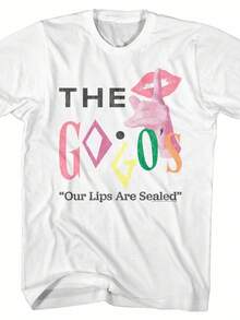 Go-Go's Lips Are Sealed White Adult-Shirt - Negro - Ver 6