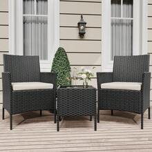 3 Pieces Patio Furniture Set, PE Rattan Wicker Outdoor Furniture with Steel Frame, Cushioned Chairs & Glass Coffee Table for Garden, Deck, Porch, or Poolside - Schwarz - Übersicht 9