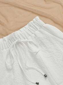 Shorts Holgados de Verano 2026 para Mujer Talla Grande – Con Bolsillos y Ribete de Encaje - Blanco - Ver 6