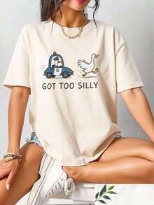 1 camiseta retro cómoda con diseño de ganso, camiseta "Got Too Silly", sudadera de humor para adultos, regalo estético para mujeres, camiseta con meme de ganso, camiseta sarcástica de ganso, 180g 100% algodón, los diseños están impresos.Unisexo. - Blanco - Ver 8