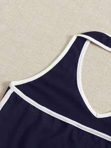 Top halter corto unido en contraste - Azul marino - Ver 3