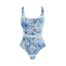 2026 New Swimwear Model: Blue Porcelain Print One-Piece Swimsuit For Women - Swimsuit - View 4