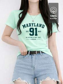 Playera Estampada 100 % Algodón - Maryland College Green Edition - Blanco - Ver 3