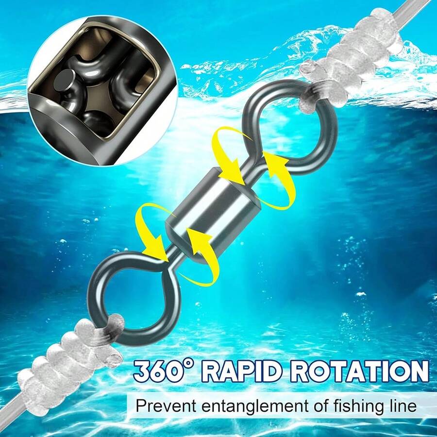 Kit de giratorias para pesca, con rodamiento de bolas, giratorias rotativas para aparejos de pesca, conector de línea de pesca de agua salada y agua dulce, kit de giratorias de acero inoxidable, adecuado para pesca de agua salada y agua dulce con rodamiento de bolas, conector de línea sin enredos