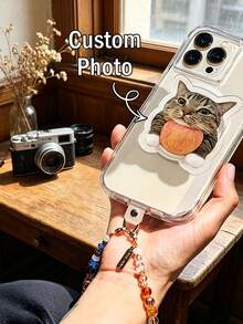 Customizable Personalized Photo Printed 360° Rotating Adjustable Acrylic Phone Stand, Printed With Your Photo, Cute Phone Accessory For Pet Lovers, Ideal Birthday Gift, Anniversary Gift, Holiday Gift, Thanksgiving Gift - Multicolor - View 3