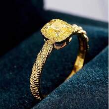 Women's Fashionable Minimalist 18K Gold Plated Square Cubic Zirconia Open Ring - Gold - View 1